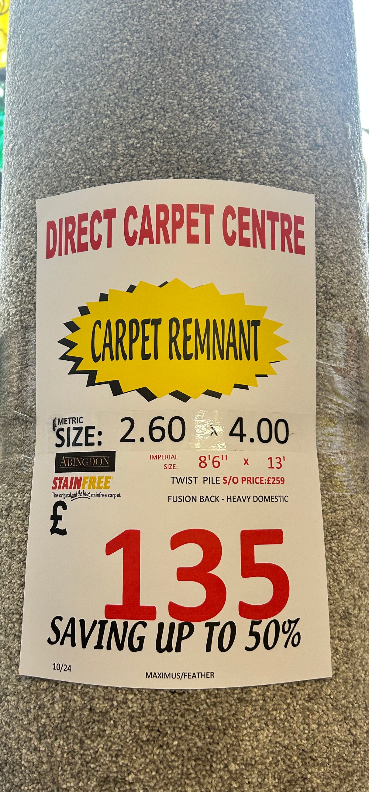 Abingdon Maximus - Feather - 4m x 2.60m Carpet Remnant – by Abingdon Flooring – 2