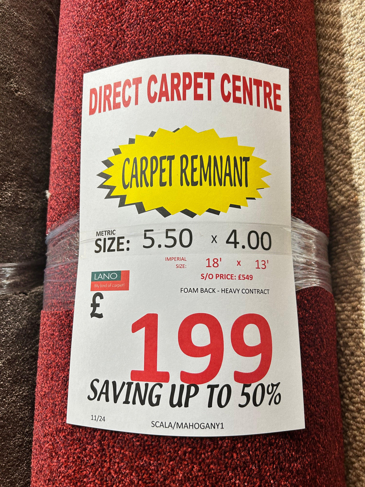 Lano Scala Twist Commercial - Mahogany - 4m x 5.50m Carpet Remnant – by Lano – 2