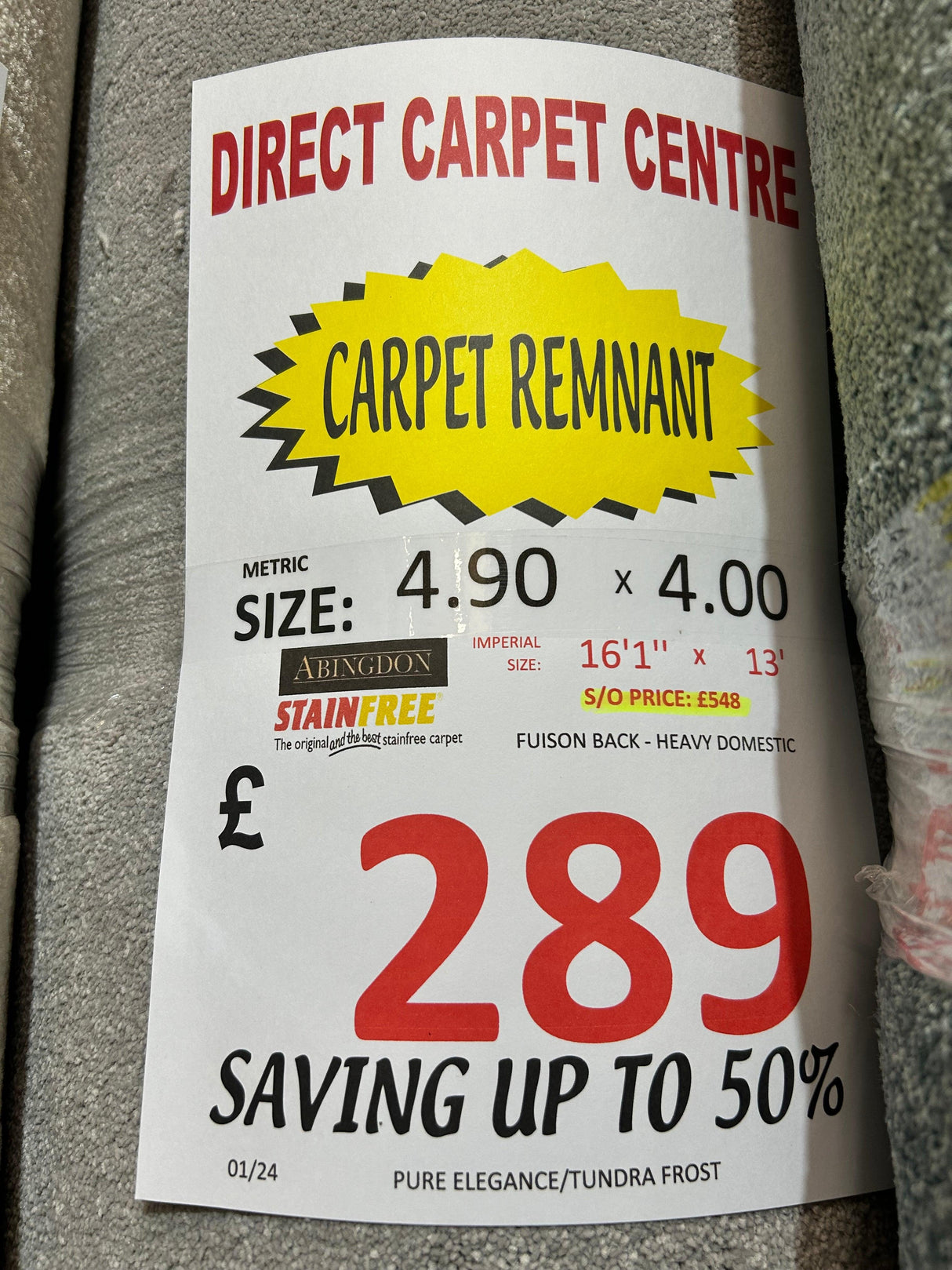 Abingdon Pure Elegance - Tundra Frost - 4m x 4.90m Carpet Remnant – by Abingdon Flooring – 2