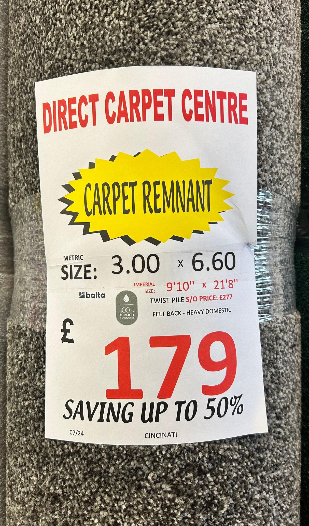 Balta Cincinnati - 952 - 3m x 6.60m Carpet Remnant – by Balta – 2