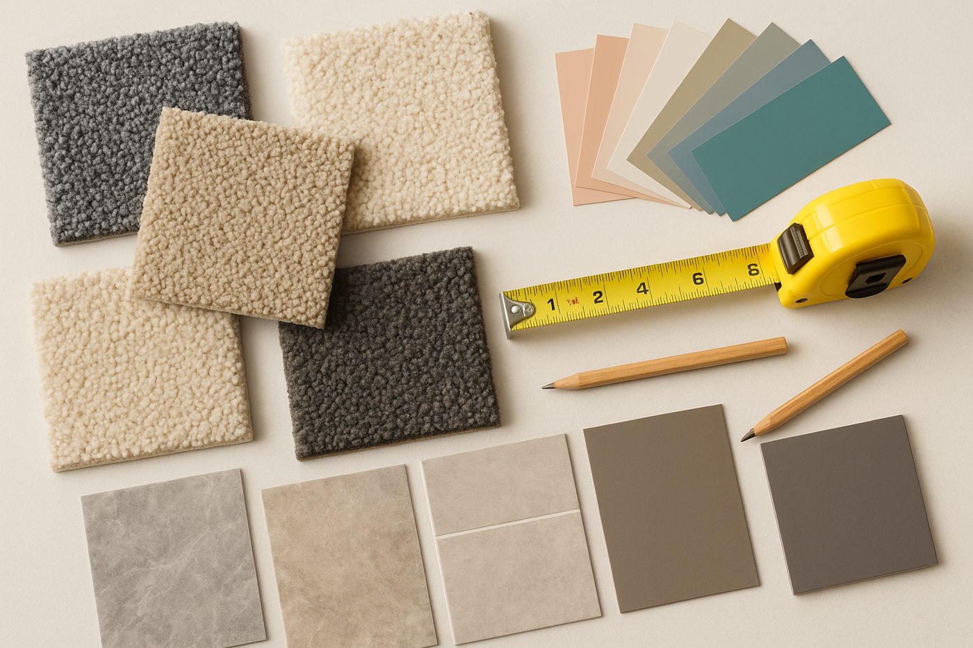 Carpet and vinyl floor free samples, with DIY accessories